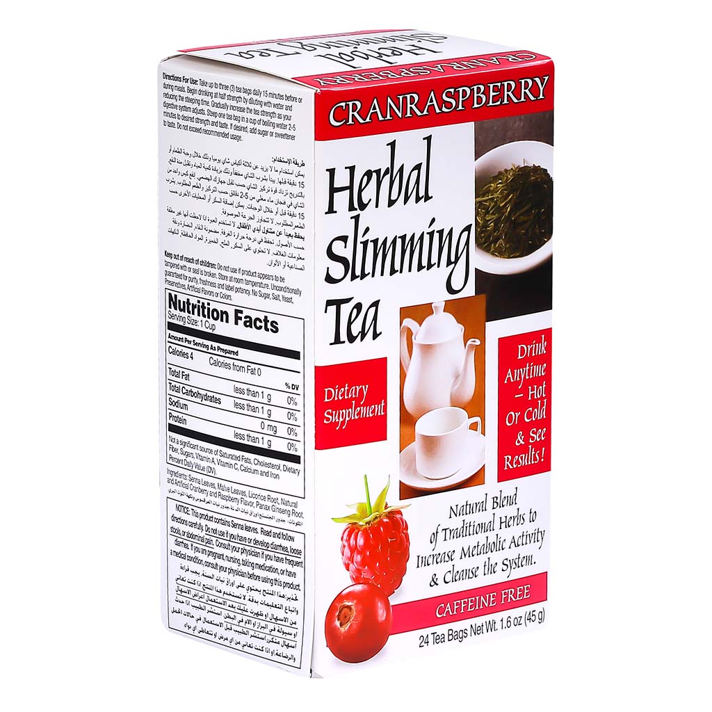 21st Century Herbal Slimming Tea Bag, CranRaspberry, Pack of 24's - Easy Pharmacy LLC