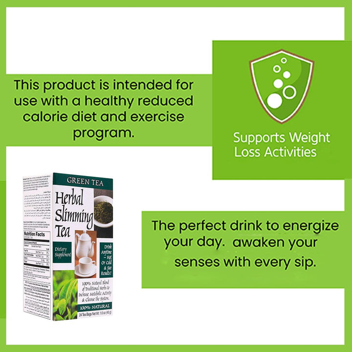 21st Century Herbal Slimming Tea Bag, Green Tea, Pack of 24's - Easy Pharmacy LLC