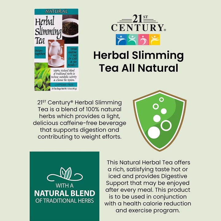 21st Century Herbal Slimming Natural Tea Bag, Pack of 24's - Easy Pharmacy LLC