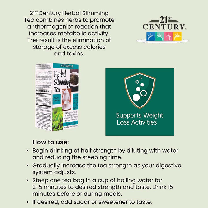 21st Century Herbal Slimming Natural Tea Bag, Pack of 24's - Easy Pharmacy LLC