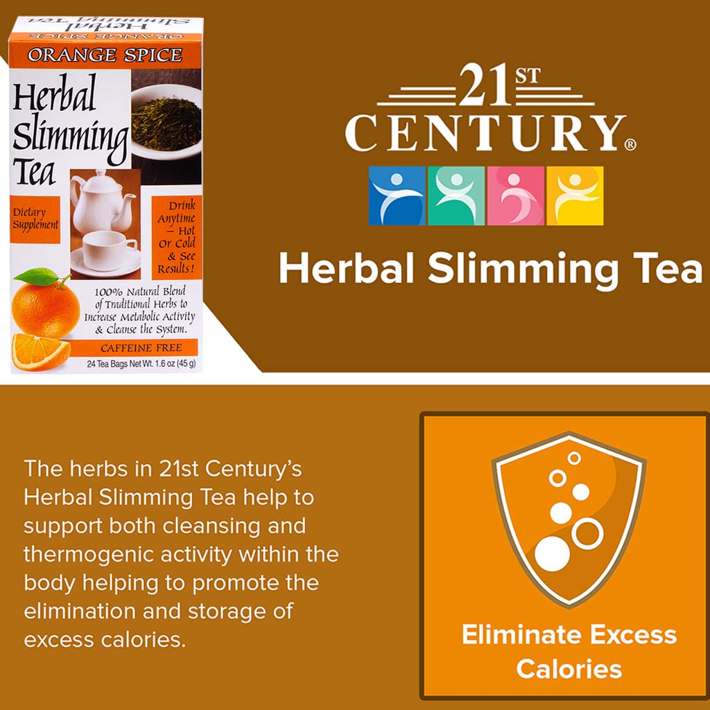 21st Century Herbal Slimming Tea Bag, Orange Spice, Pack of 24's - Easy Pharmacy LLC