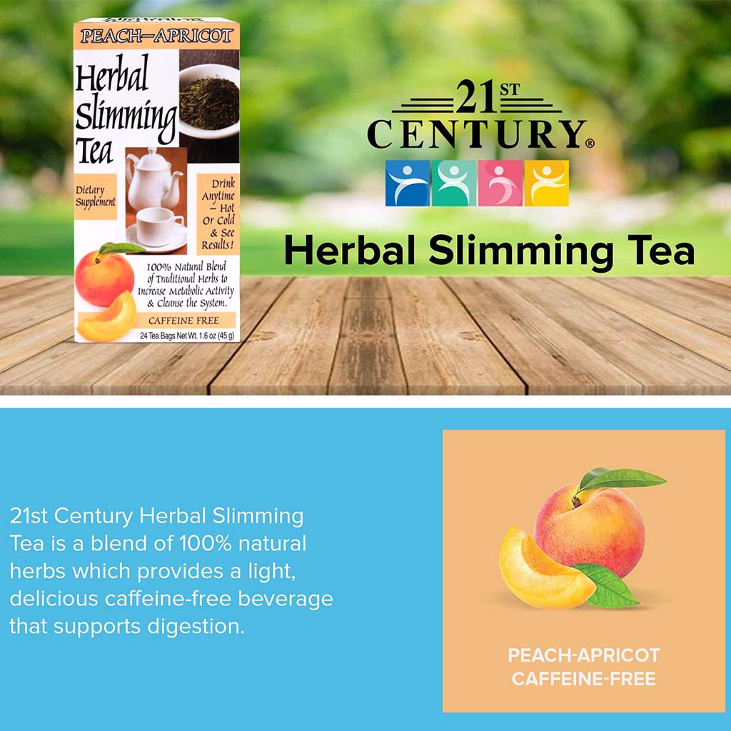 21st Century Herbal Slimming Tea Bag, Peach-Apricot, Pack of 24's - Easy Pharmacy LLC
