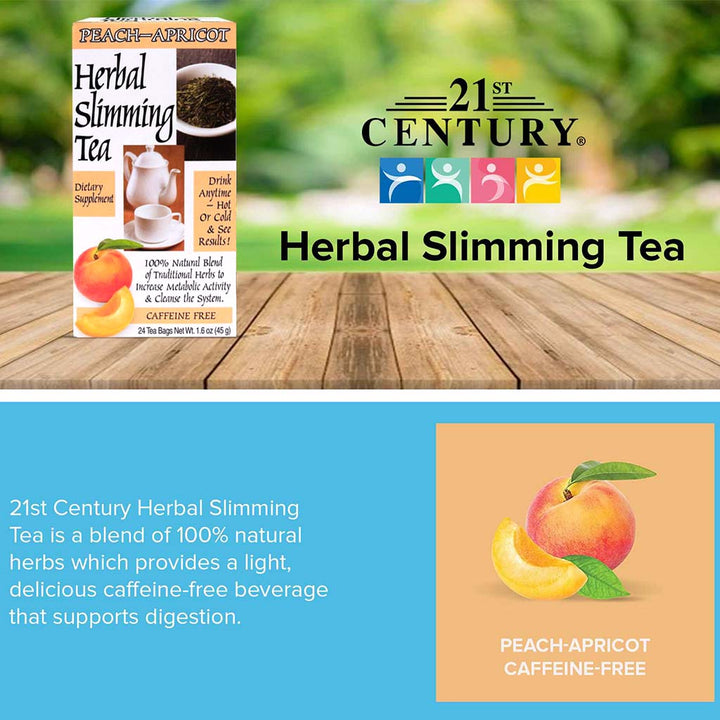 21st Century Herbal Slimming Tea Bag, Peach-Apricot, Pack of 24's - Easy Pharmacy LLC