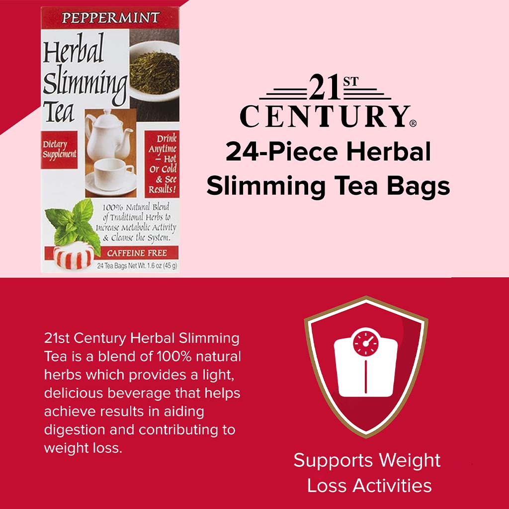 21st Century Herbal Slimming Tea Bag, Peppermint, Pack of 24's - Easy Pharmacy LLC