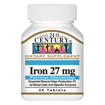 21st Century Iron Tablets 27 mg Supports Healthy Blood Count And Red Blood Cell Formation Pack Of 30
