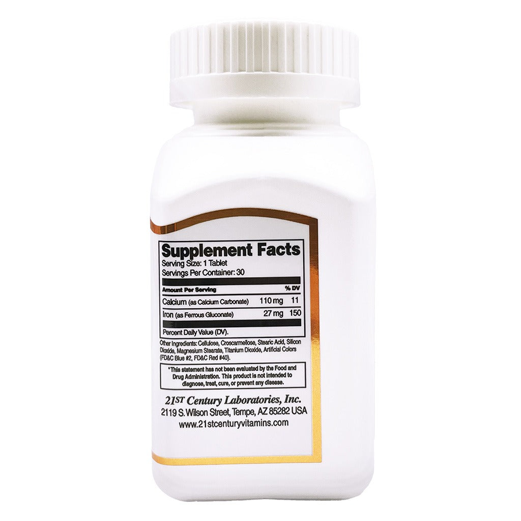 21st Century 27mg Iron Tablets For Healthy Blood Count, Pack of 30's - Easy Pharmacy LLC
