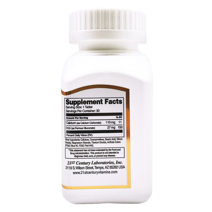 21st Century 27mg Iron Tablets For Healthy Blood Count, Pack of 30's - Easy Pharmacy LLC