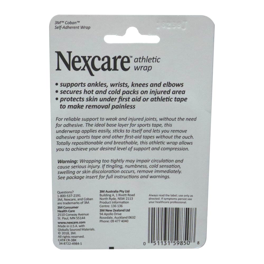 3M Nexcare Athletic Wrap Black 3 inch x 2.2 yards - Easy Pharmacy LLC