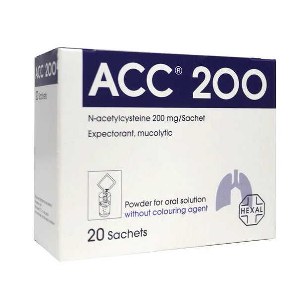 ACC 200 mg Sachets – Acetylcysteine Granules for Respiratory Wellness Support, 20 Count