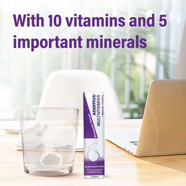Additiva Multivitamin, Minerals, Caffeine Effervescent Tablets, Pack of 20's - Easy Pharmacy LLC