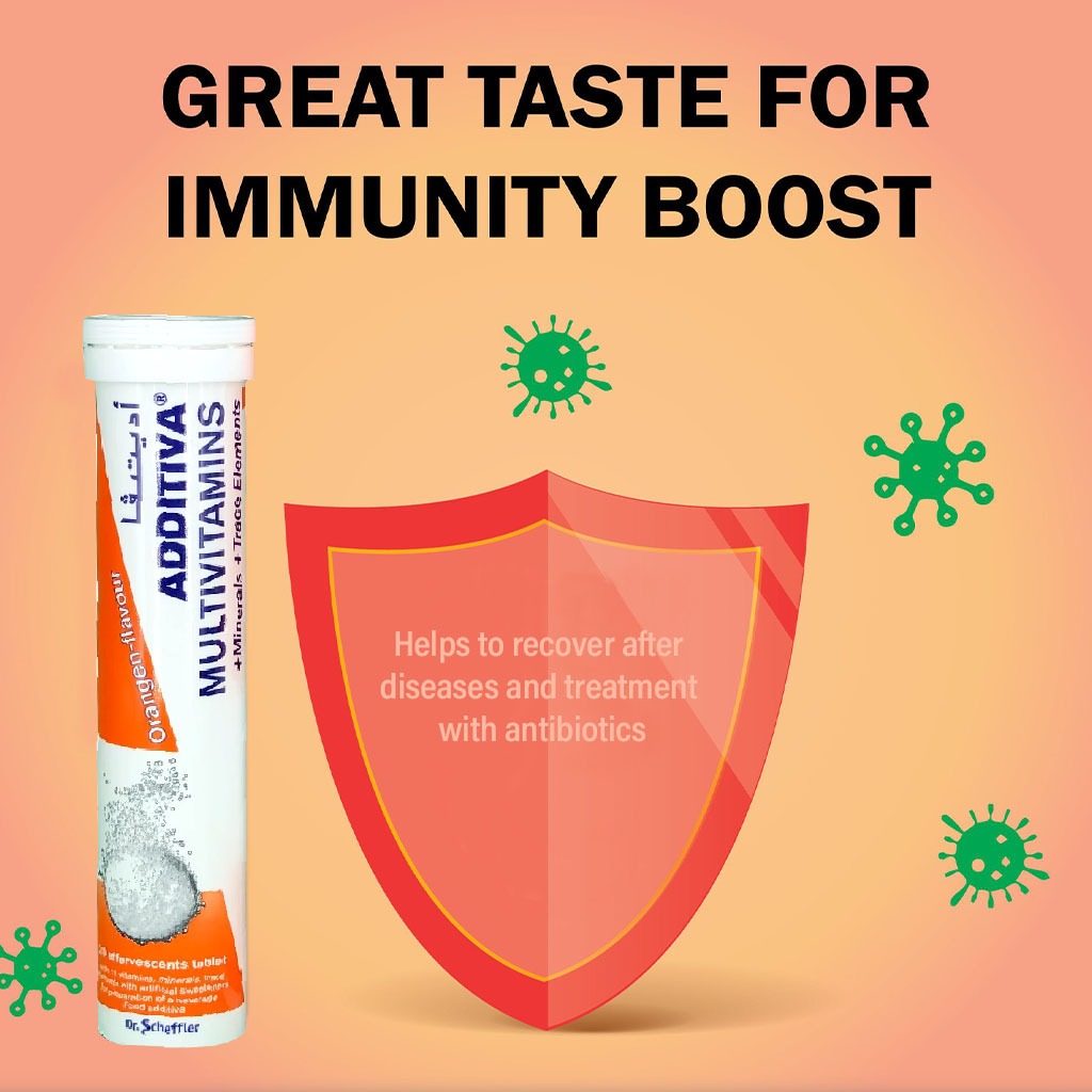 Additiva Multivitamins & Minerals Orange Effervescent Tablets, Pack of 20's - Easy Pharmacy LLC