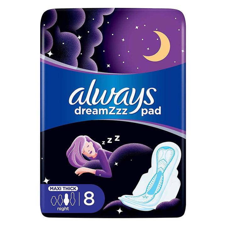 Always Clean & Dry Maxi Thick Night Sanitary Pads With Wings, Pack of 8's - Easy Pharmacy LLC
