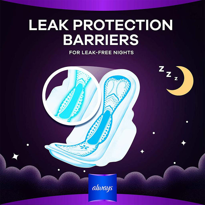 Always Clean & Dry Maxi Thick Night Sanitary Pads With Wings, Pack of 8's - Easy Pharmacy LLC