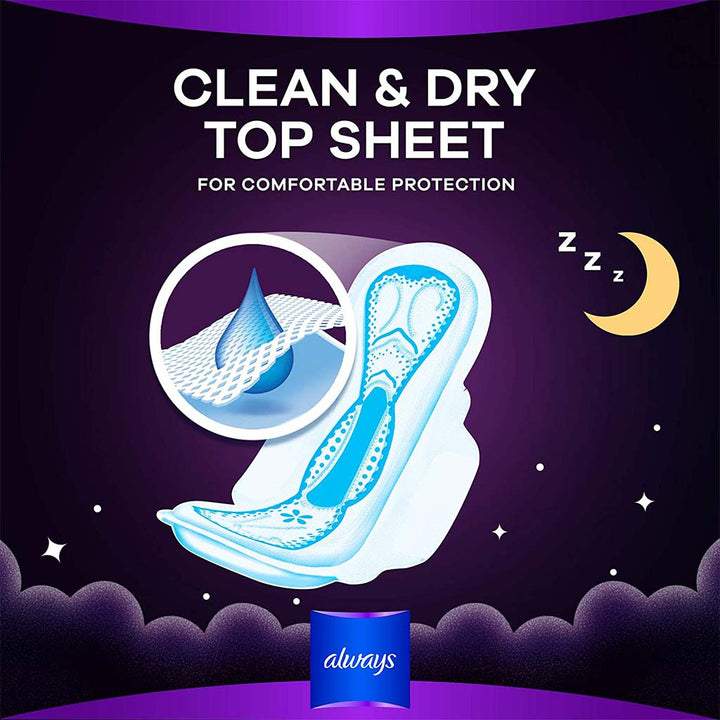 Always Clean & Dry Maxi Thick Night Sanitary Pads With Wings, Pack of 8's - Easy Pharmacy LLC