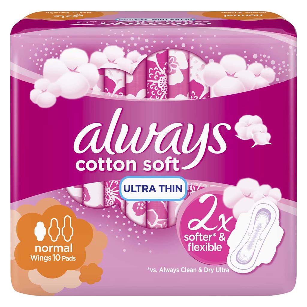 Always Cotton Soft Ultra Thin Normal Sanitary Pads With Wings, Pack of 10's - Easy Pharmacy LLC