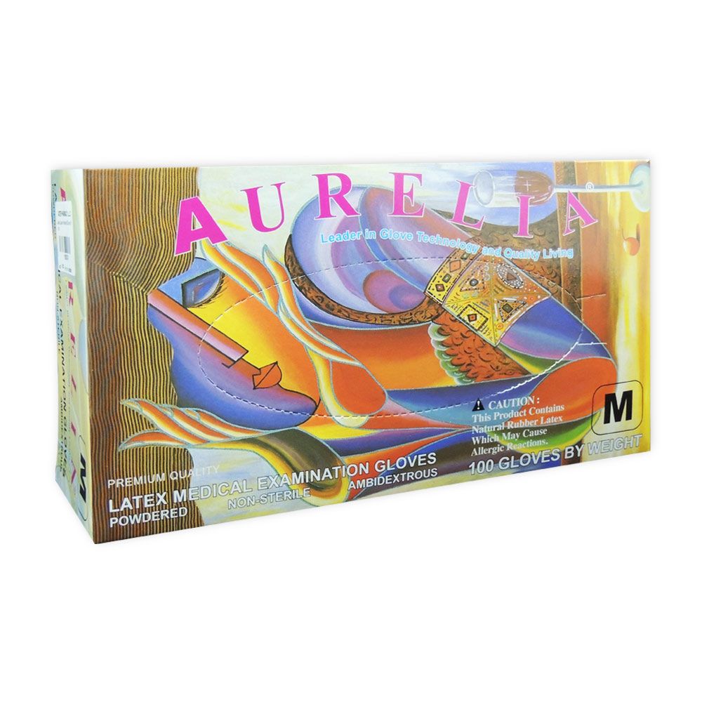 Aurelia Latex Medical Examination Powdered Gloves Medium 100's - Easy Pharmacy LLC