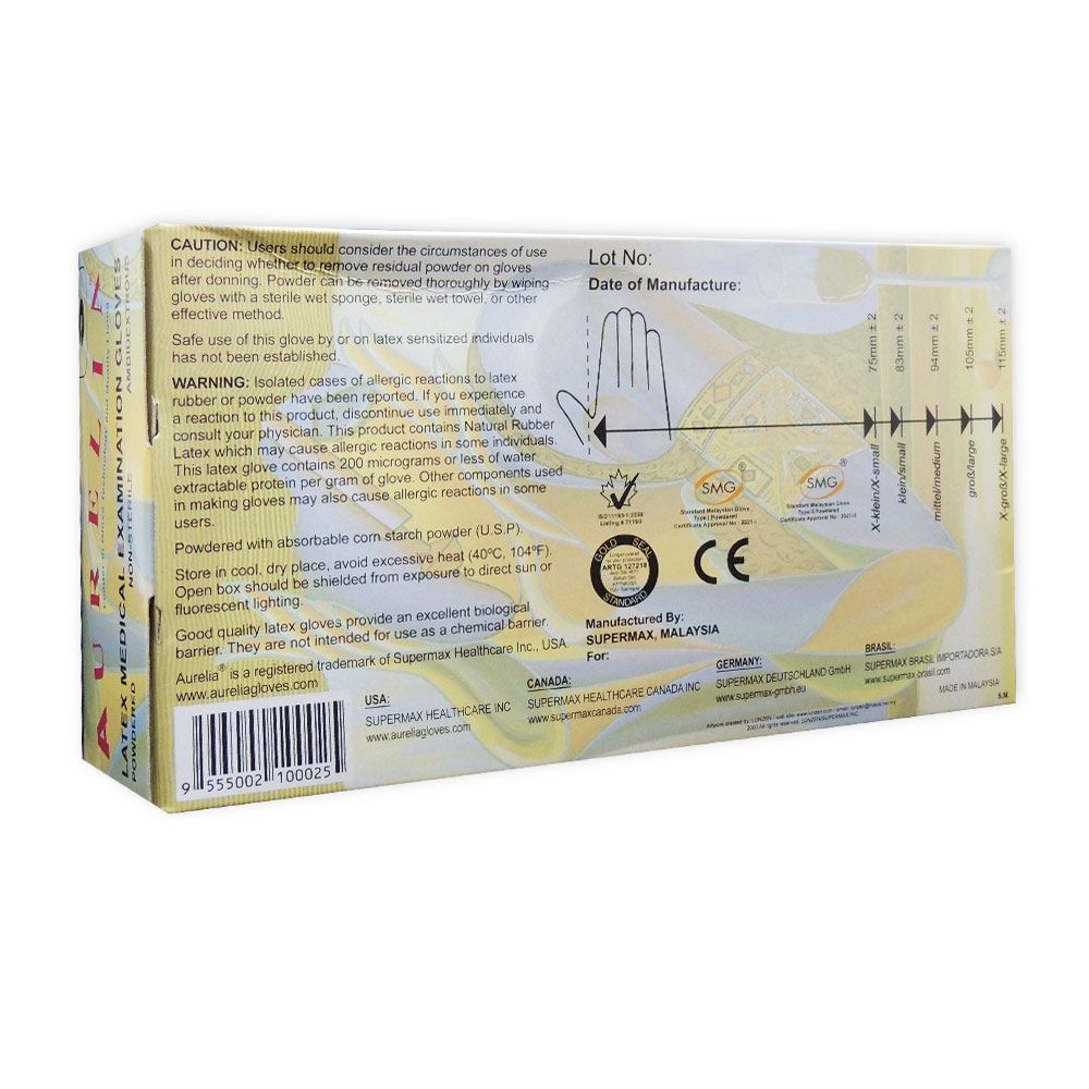 Aurelia Latex Medical Examination Powdered Gloves Small 100's - Easy Pharmacy LLC