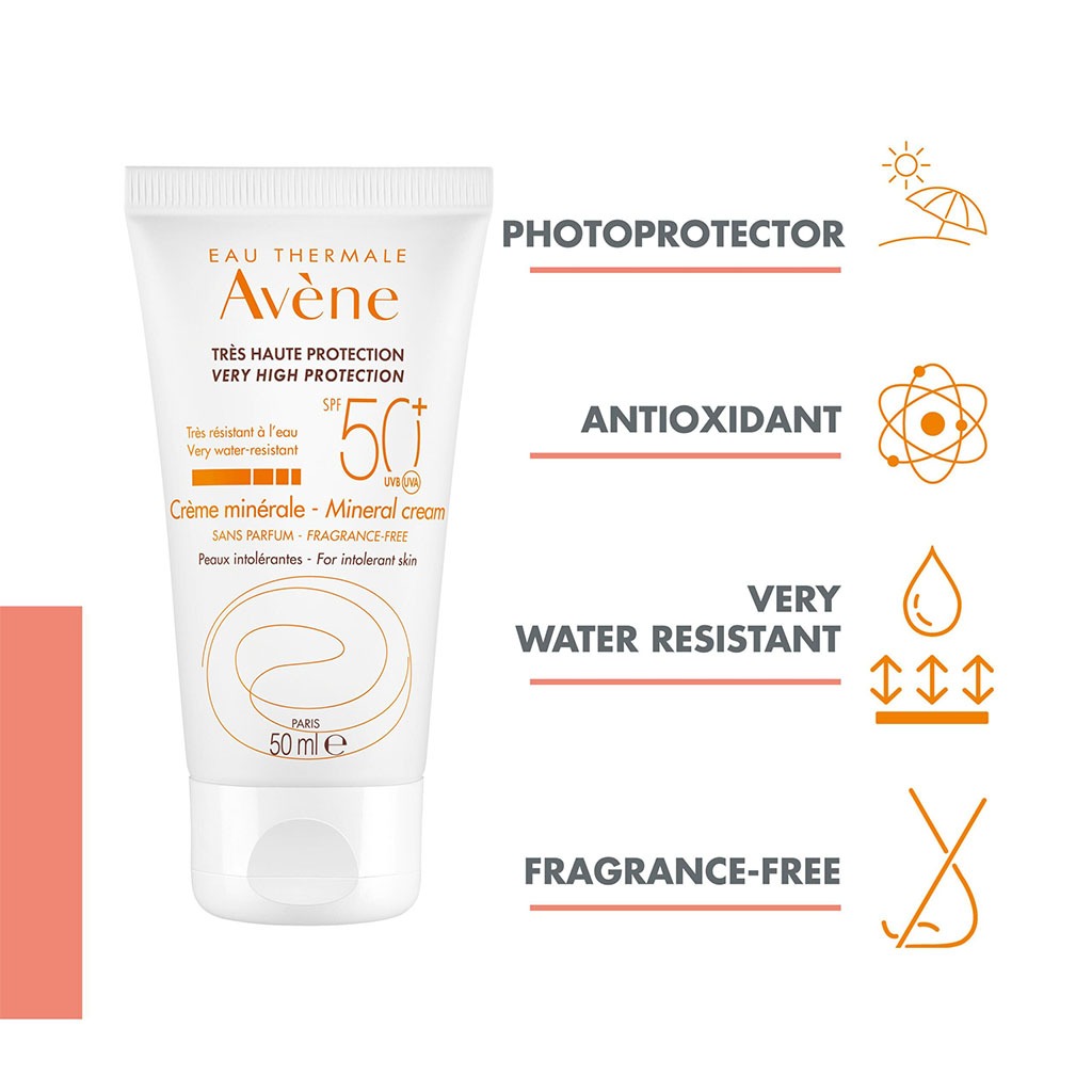 Avene SPF50+ Mineral Sunscreen Cream For High Sun Protection 50ml - Easy Pharmacy LLC