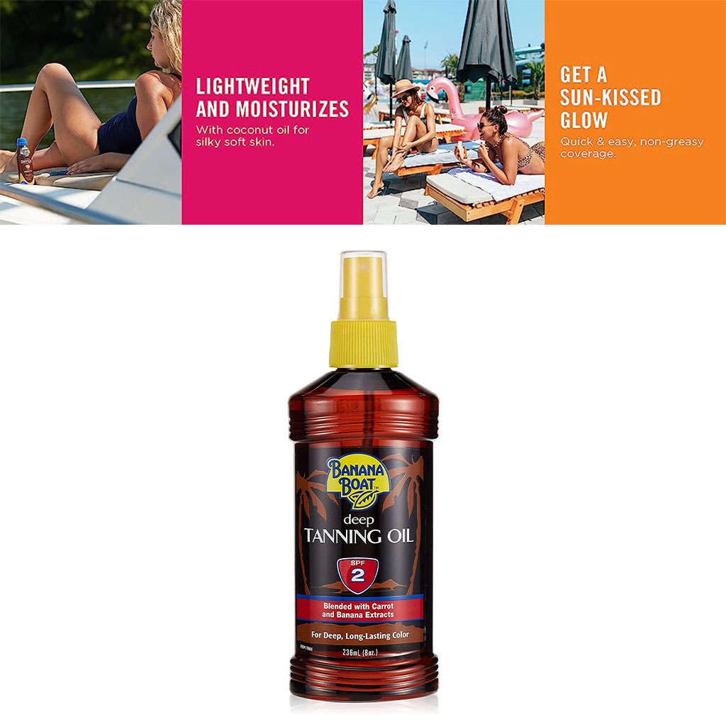 Banana Boat SPF2 Deep Tanning Oil 236 mL - Easy Pharmacy LLC