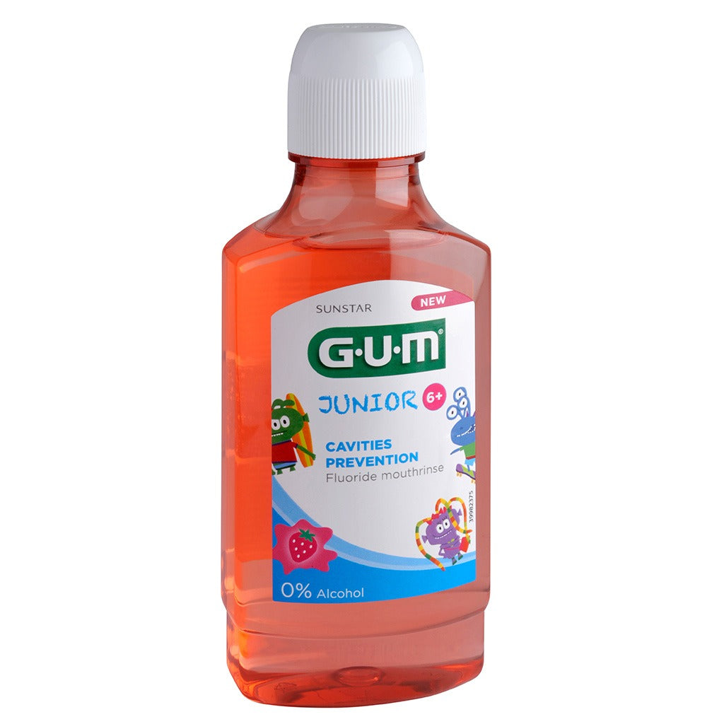Sunstar Gum Junior 6+ Year Kid's Mouthwash With Fluoride To Prevent Cavities, Strawberry 300ml - Easy Pharmacy LLC