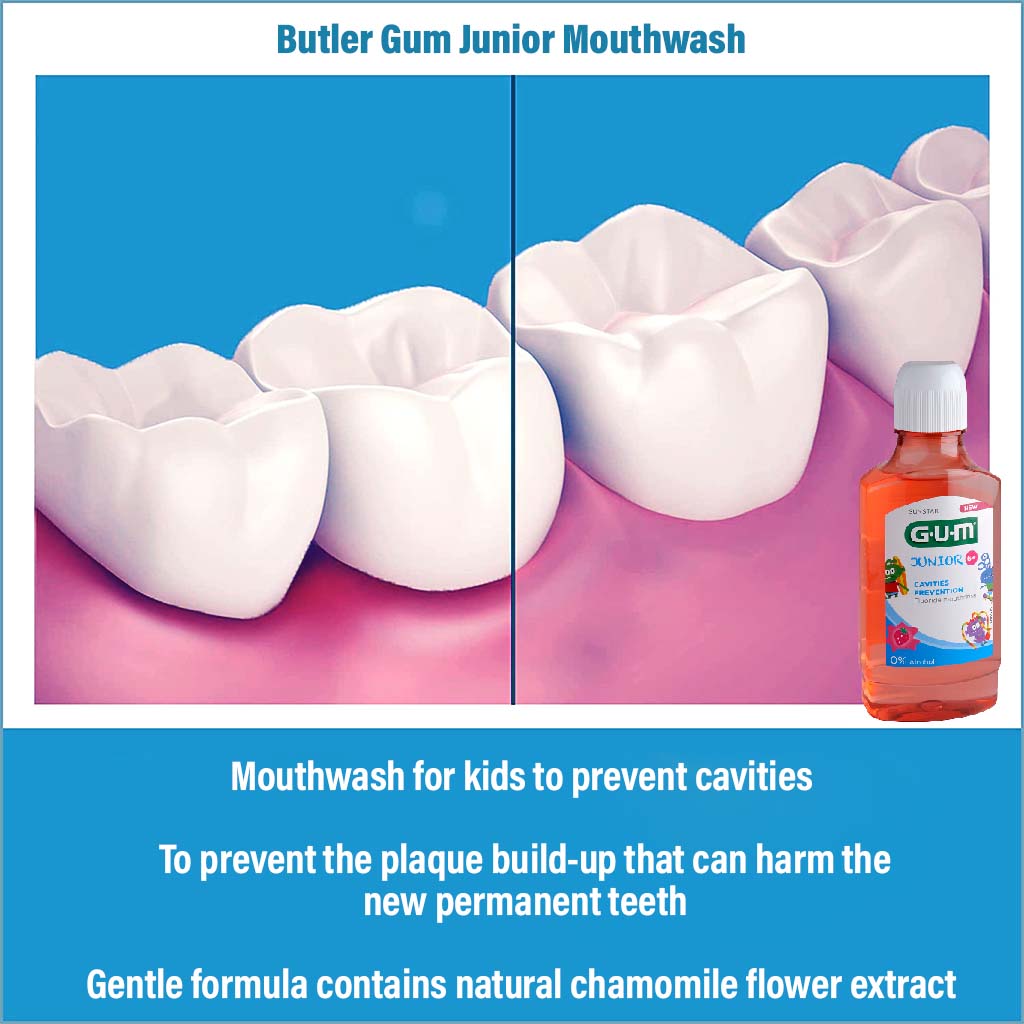 Sunstar Gum Junior 6+ Year Kid's Mouthwash With Fluoride To Prevent Cavities, Strawberry 300ml - Easy Pharmacy LLC