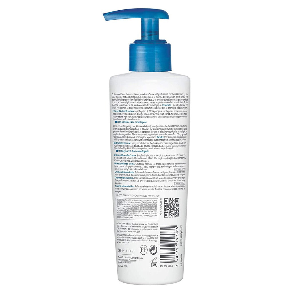 Bioderma Atoderm Ultra-Nourishing & Protecting Cream for Normal to Sensitive Dry Skin 200 mL - Easy Pharmacy LLC