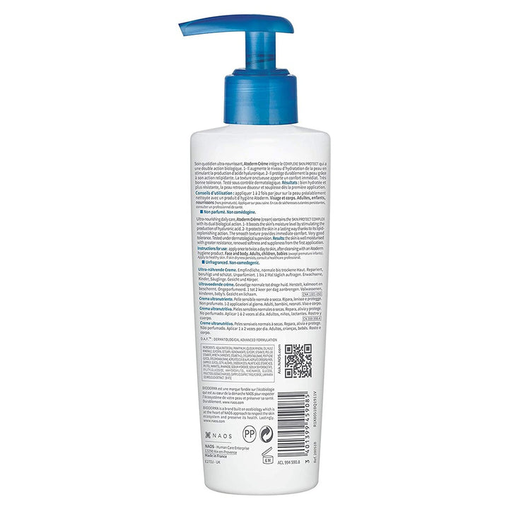 Bioderma Atoderm Ultra-Nourishing & Protecting Cream for Normal to Sensitive Dry Skin 200 mL - Easy Pharmacy LLC