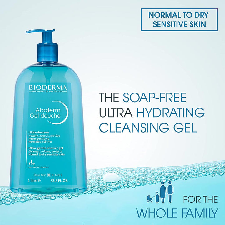 Bioderma Atoderm Shower Gel For Normal And Dry Sensitive Skin, Soap-Free 1L - Easy Pharmacy LLC