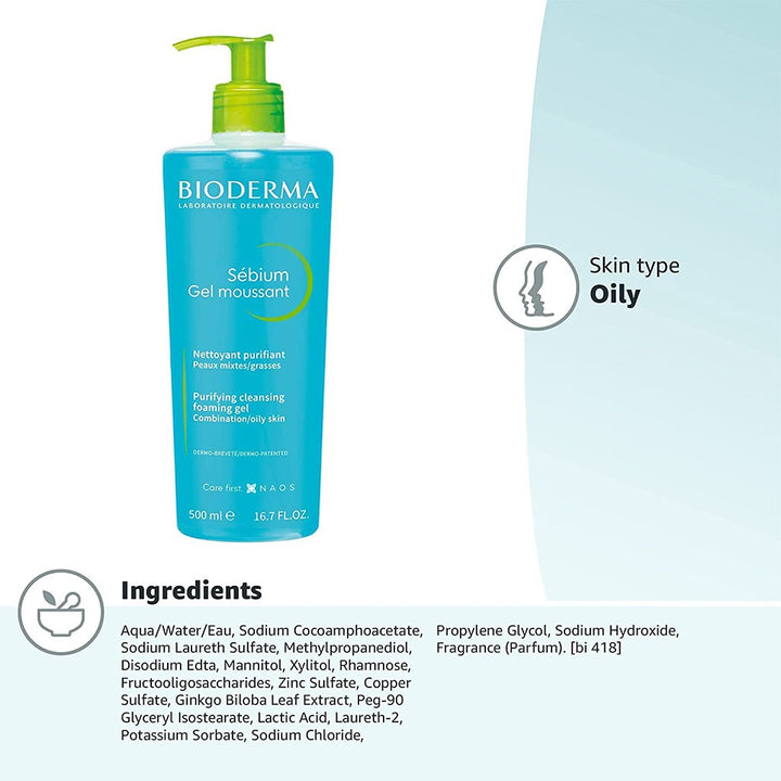 Bioderma Sebium Moussant Purifying Cleansing Foaming Gel For Combination To Oily Skin 200 mL - Easy Pharmacy LLC