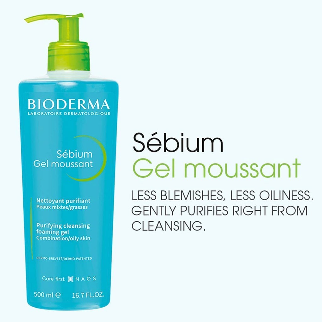 Bioderma Sebium Moussant Purifying Cleansing Foaming Gel For Combination To Oily Skin 500 mL - Easy Pharmacy LLC