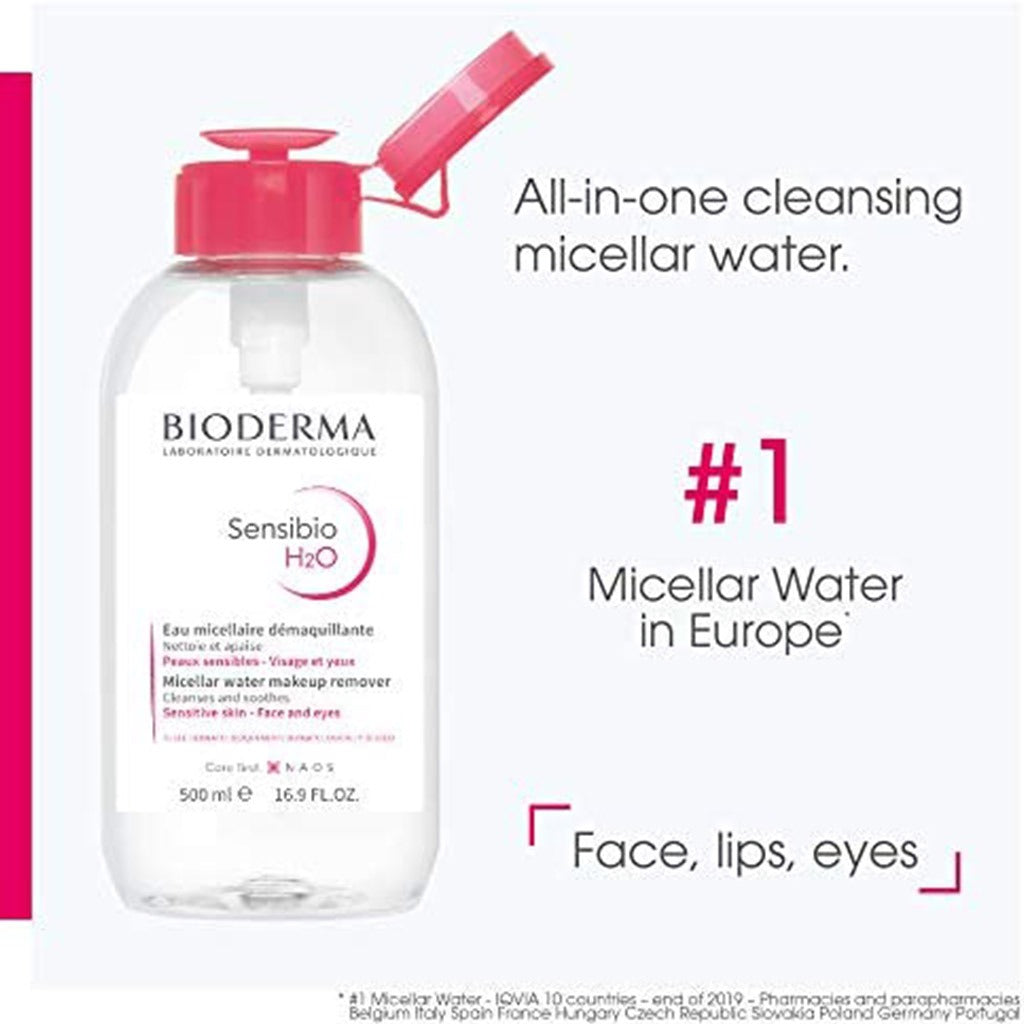Bioderma Sensibio H2O Cleansing & Make up Removing Micellar Water with Pump 500ml - Easy Pharmacy LLC