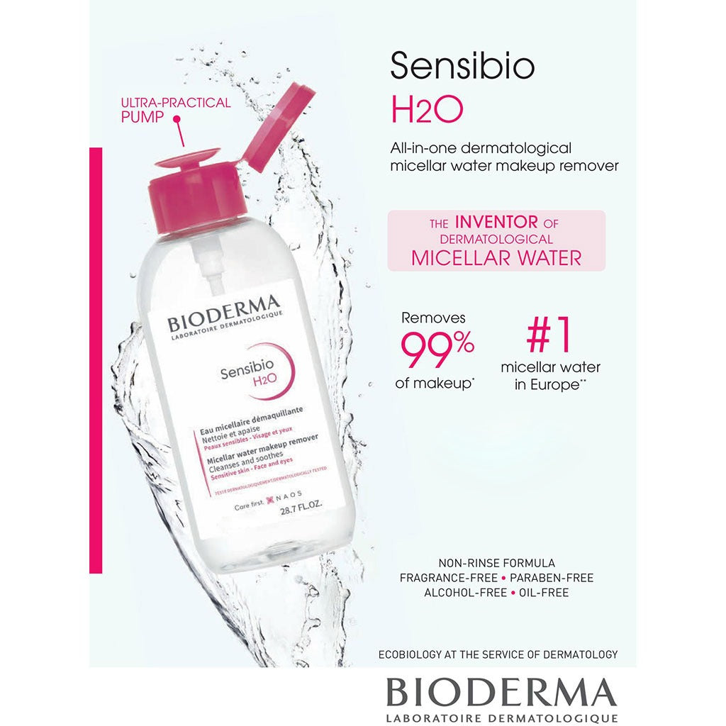 Bioderma Sensibio H2O Cleansing & Make up Removing Micellar Water with Pump 500ml - Easy Pharmacy LLC