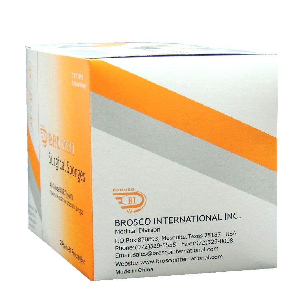 Bromed Sterile Surgical Sponges 2 inch x 2 inch x 8 ply 50's - Easy Pharmacy LLC