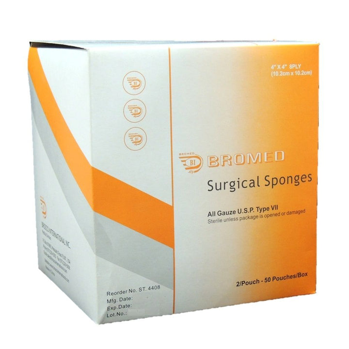 Bromed Sterile Surgical Sponges 4 inch x 4 inch x 8 ply 50's - Easy Pharmacy LLC