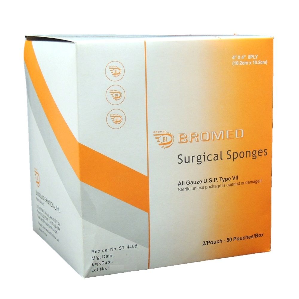 Bromed Sterile Surgical Sponges 4 inch x 4 inch x 8 ply 50's - Easy Pharmacy LLC