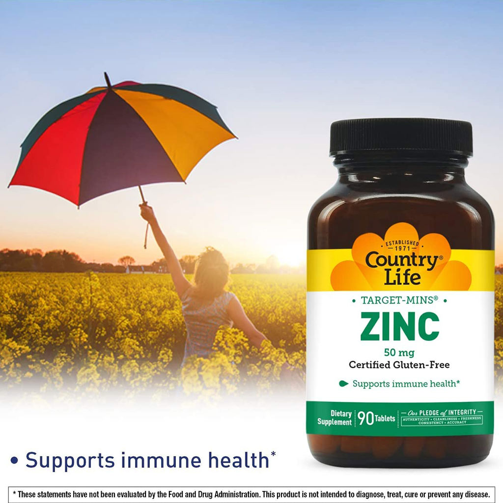 Country Life Zinc Target-Mins® 50 mg Tablets For Immune Health, Pack of 90's - Easy Pharmacy LLC