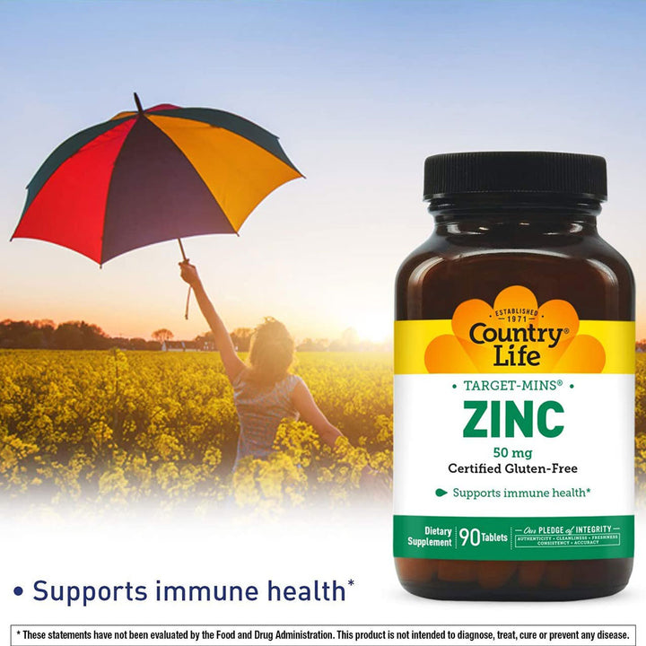 Country Life Zinc Target-Mins® 50 mg Tablets For Immune Health, Pack of 90's - Easy Pharmacy LLC