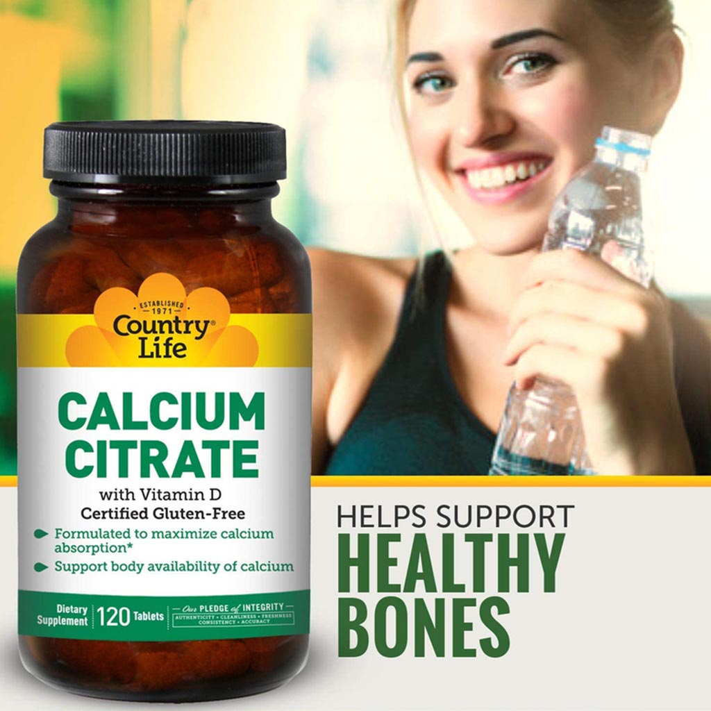 Country Life Calcium Citrate With Vitamin D Tablets For Bone Health, Pack of 120's - Easy Pharmacy LLC