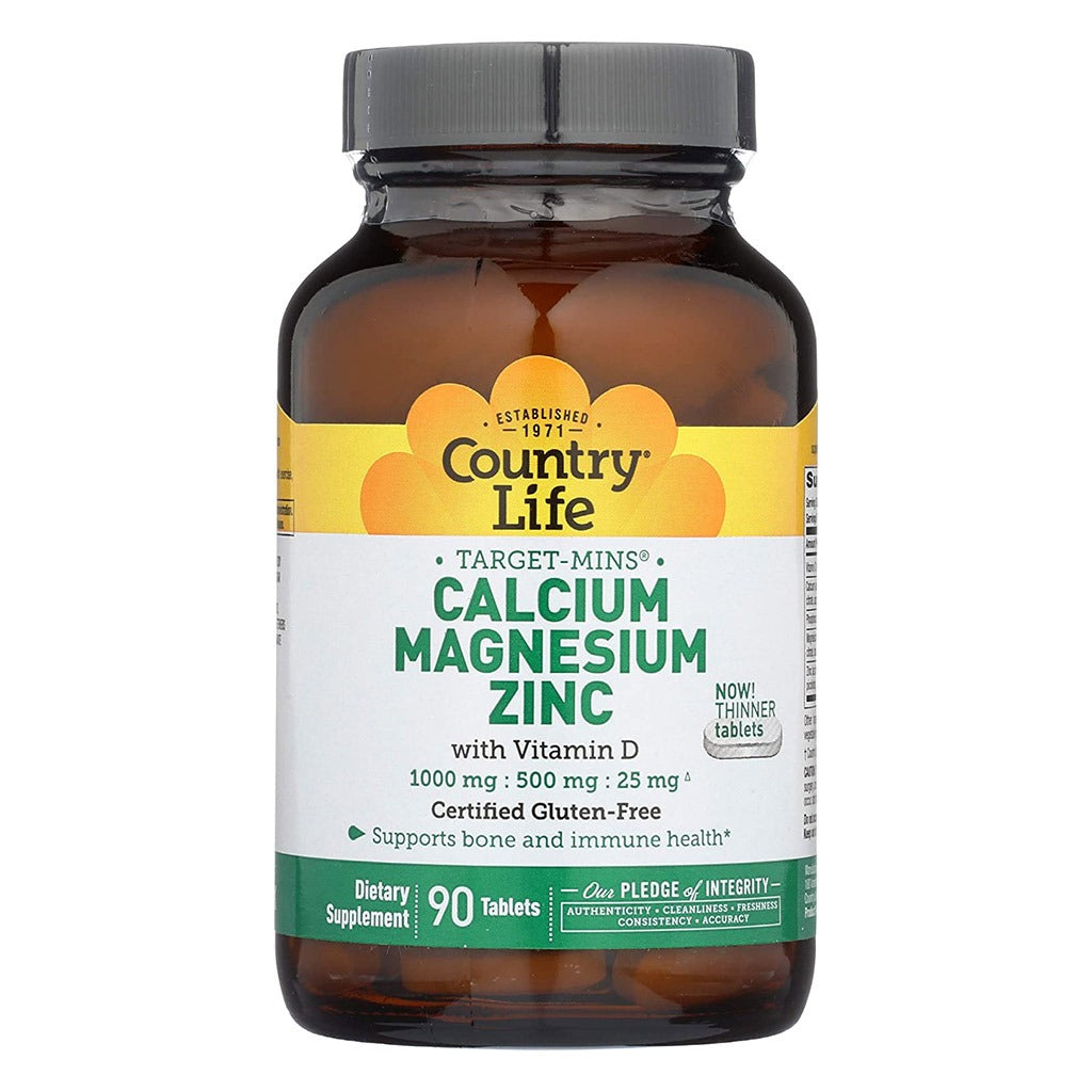 Country Life Calcium Magnesium & Zinc Tablet With Vitamin D For Bone & Immune Health, Pack of 90's - Easy Pharmacy LLC