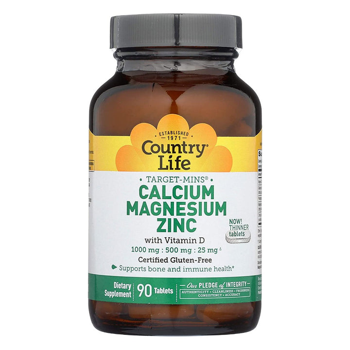 Country Life Calcium Magnesium & Zinc Tablet With Vitamin D For Bone & Immune Health, Pack of 90's - Easy Pharmacy LLC