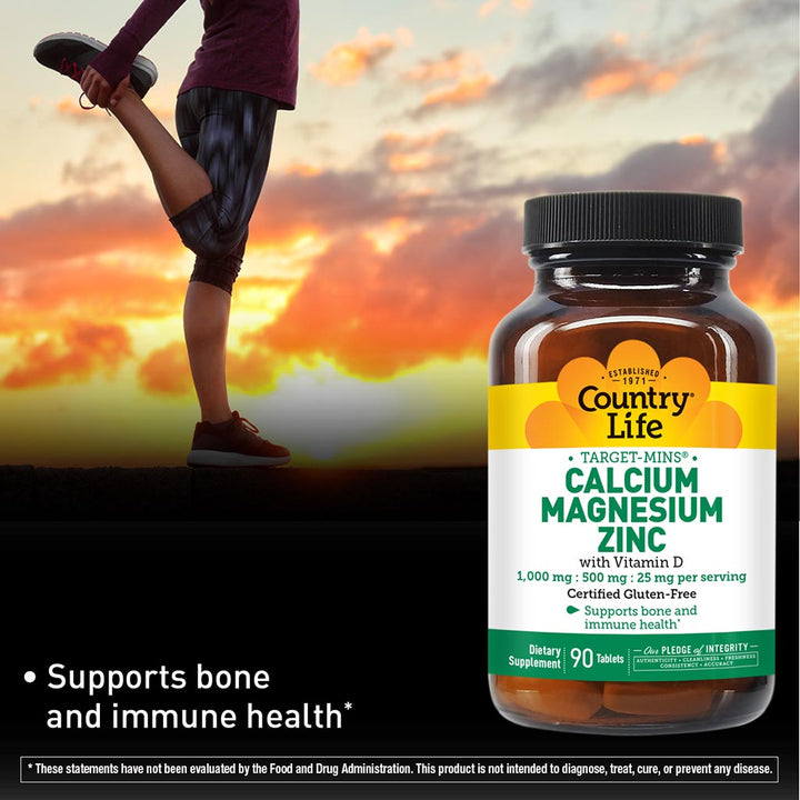 Country Life Calcium Magnesium & Zinc Tablet With Vitamin D For Bone & Immune Health, Pack of 90's - Easy Pharmacy LLC