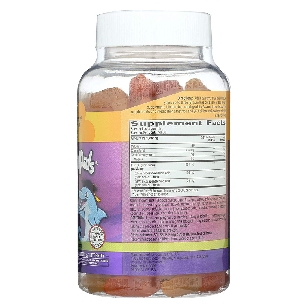 Country Life Dolphin Pals DHA Gluten-Free Sour Gummies For Kids, Pack of 90's - Easy Pharmacy LLC