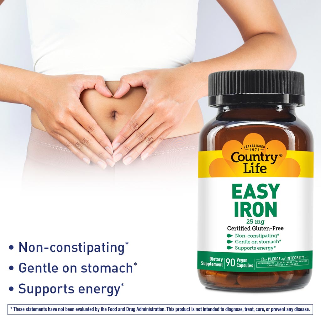 Country Life Easy Iron 25 mg Iron Deficiency Supplement Capsules, Pack of 90's - Easy Pharmacy LLC