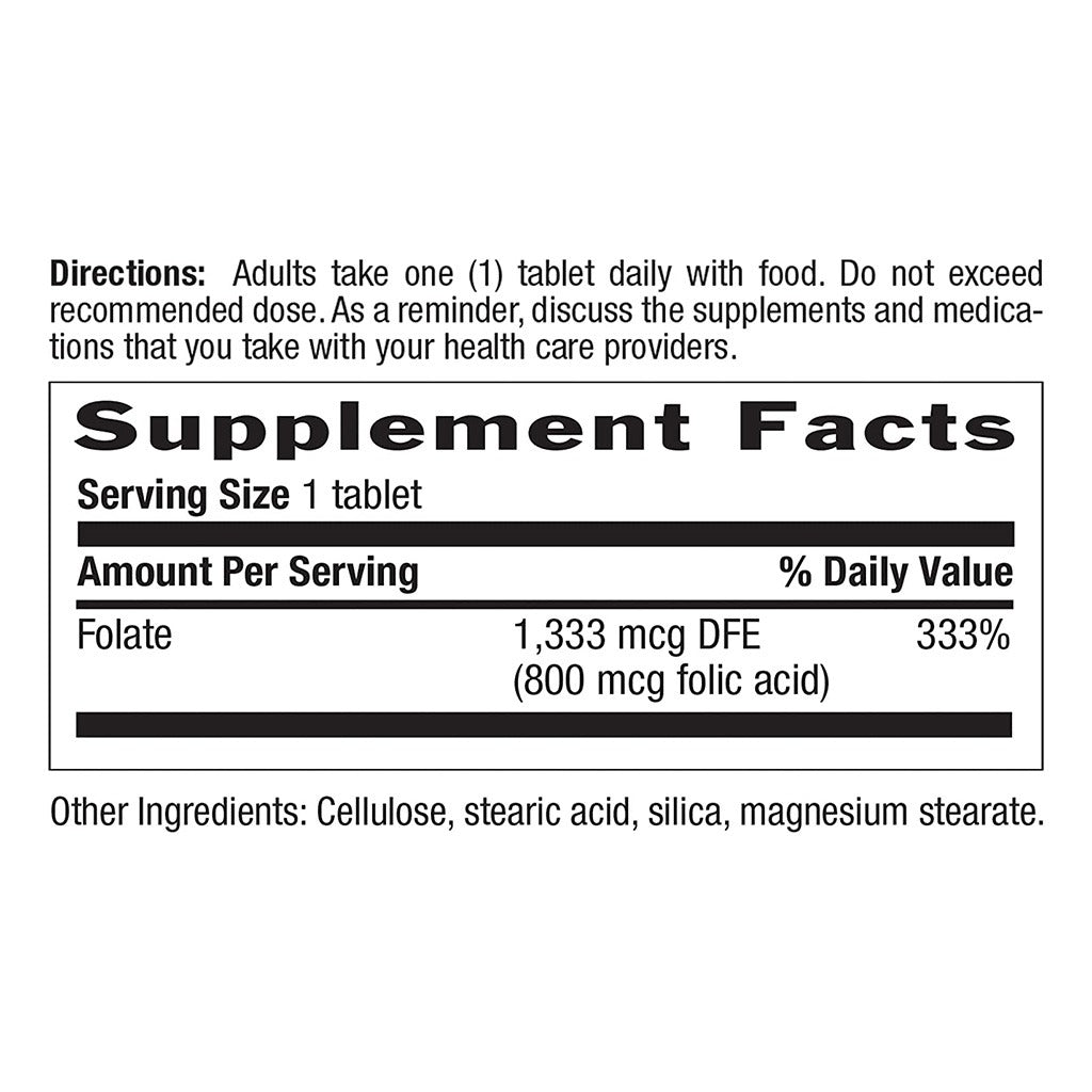 Country Life Folic Acid 800 mcg Supplement Tablets For Pregnancy, Pack of 100's - Easy Pharmacy LLC