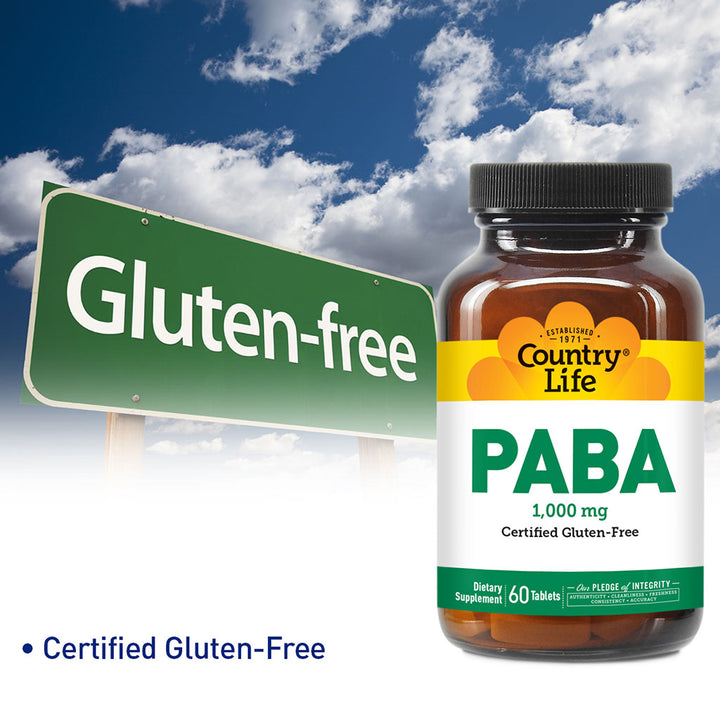 Country Life PABA 1000 mg Tablets, Pack of 60's - Easy Pharmacy LLC