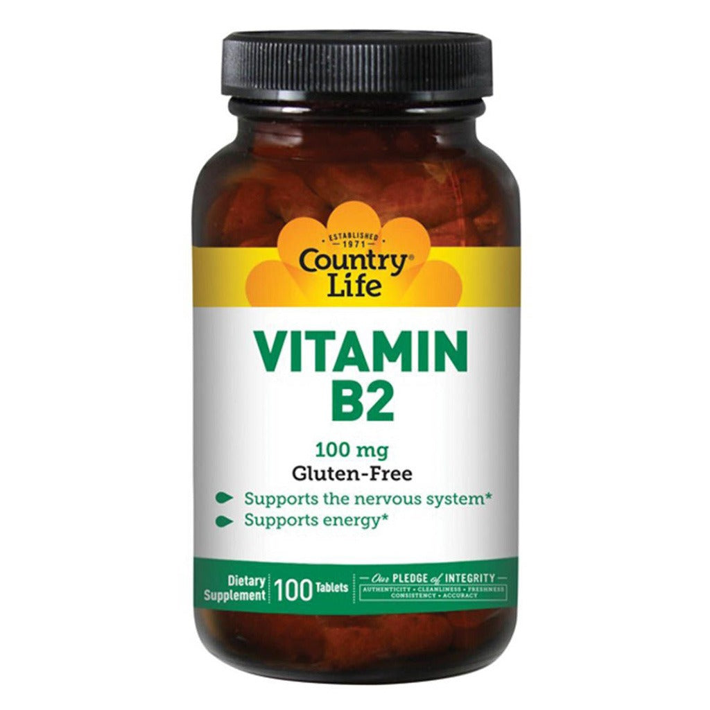 Country Life Vitamin B2 100 mg Tablets For Healthy Nervous System, Pack of 100's - Easy Pharmacy LLC