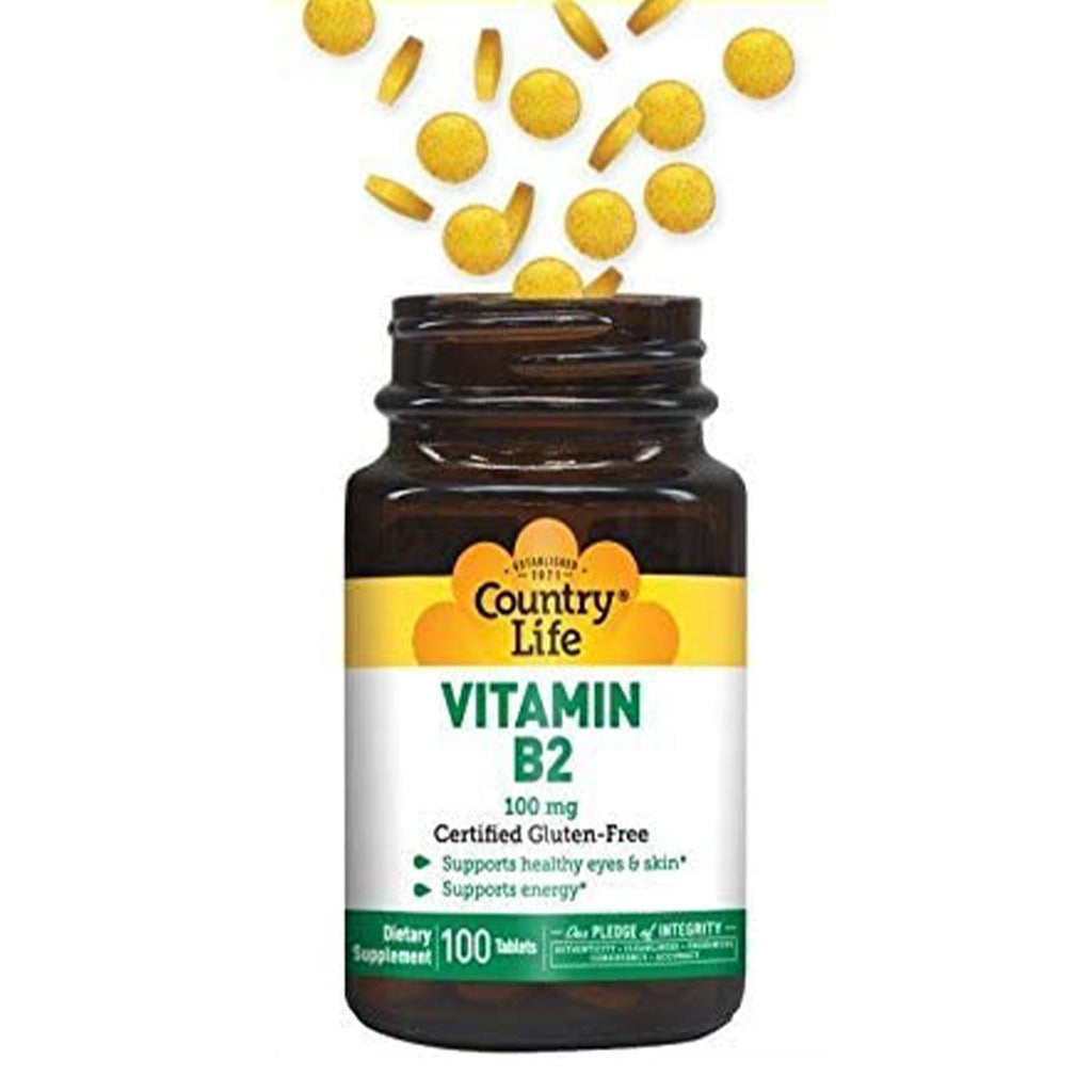 Country Life Vitamin B2 100 mg Tablets For Healthy Nervous System, Pack of 100's - Easy Pharmacy LLC