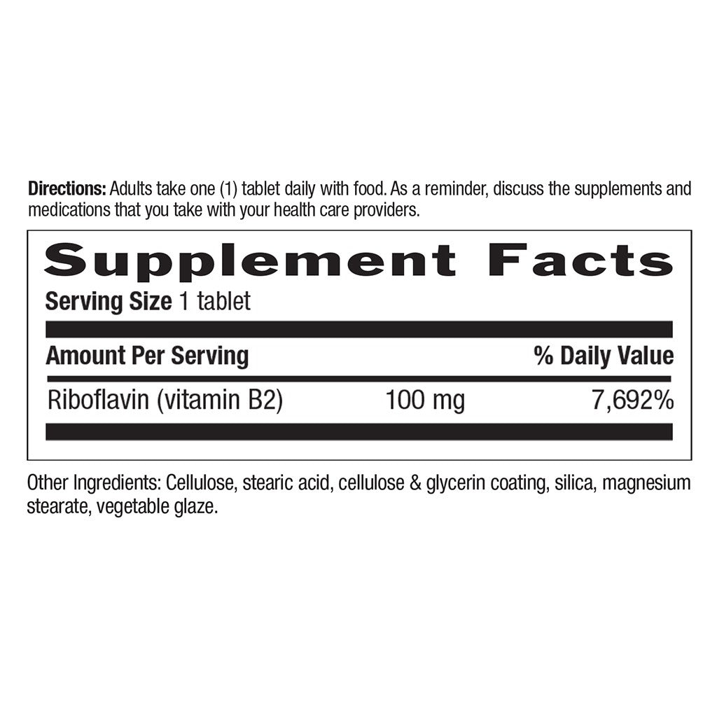 Country Life Vitamin B2 100 mg Tablets For Healthy Nervous System, Pack of 100's - Easy Pharmacy LLC