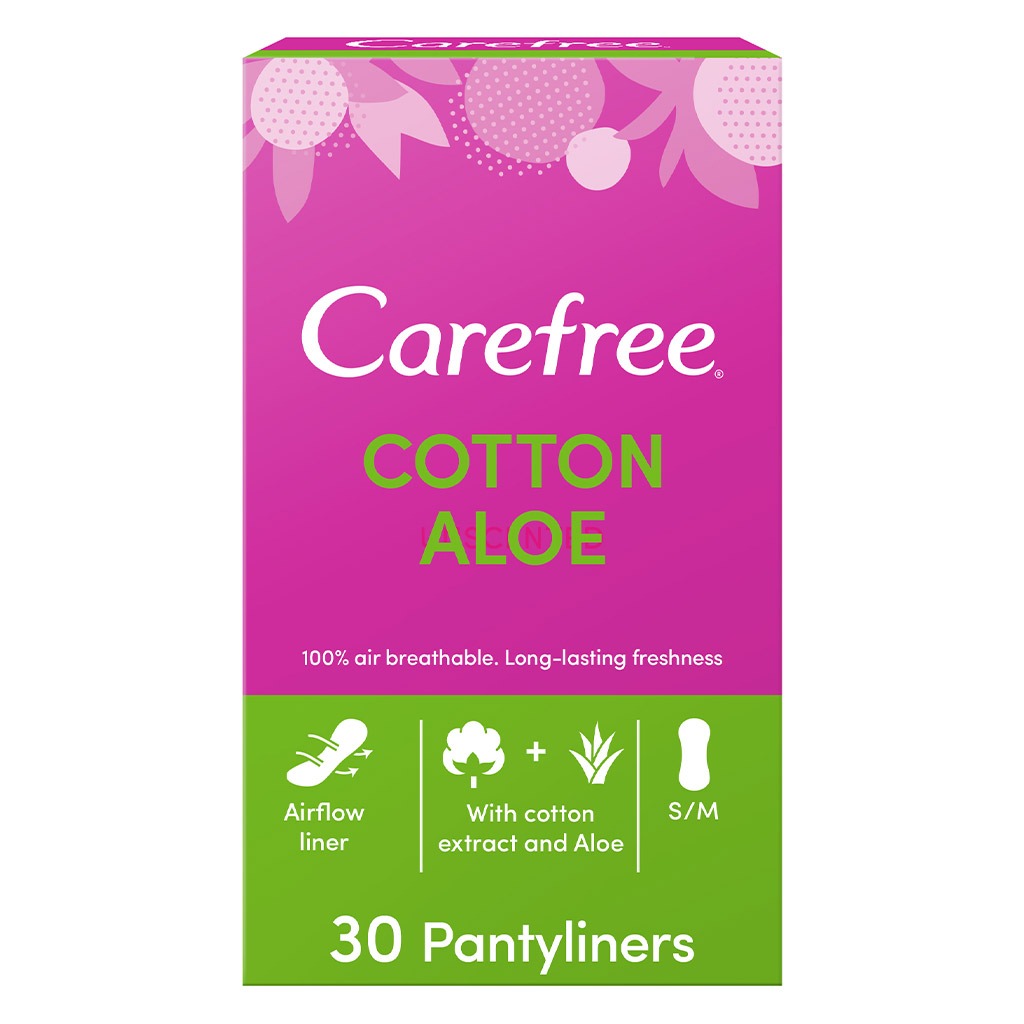 Carefree Breathable Cotton Panty Liners With Cotton & Aloe Extract, Pack of 30's - Easy Pharmacy LLC