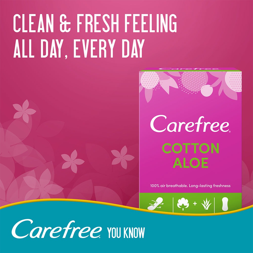Carefree Breathable Cotton Panty Liners With Cotton & Aloe Extract, Pack of 30's - Easy Pharmacy LLC